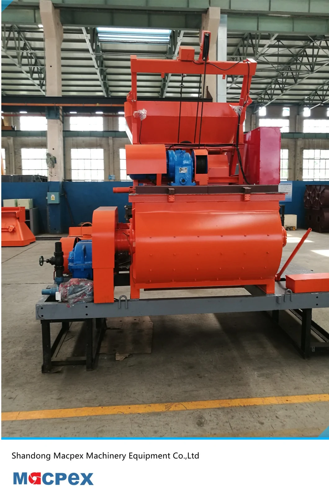 Skip Hopper Type Horizontal Concrete Twin Shaft Mixer From China