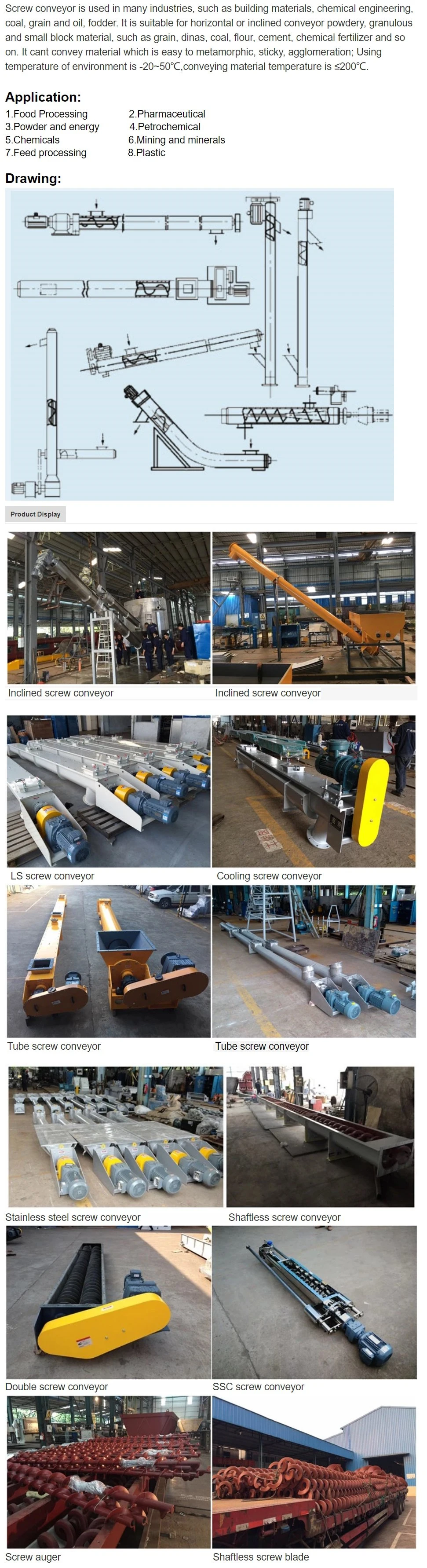 Ls3000 Massive SS316 Screw Conveyor Spiral Conveyor/Helix Conveyor/Auger Conveyor/Agitator for Conveying & Mixing